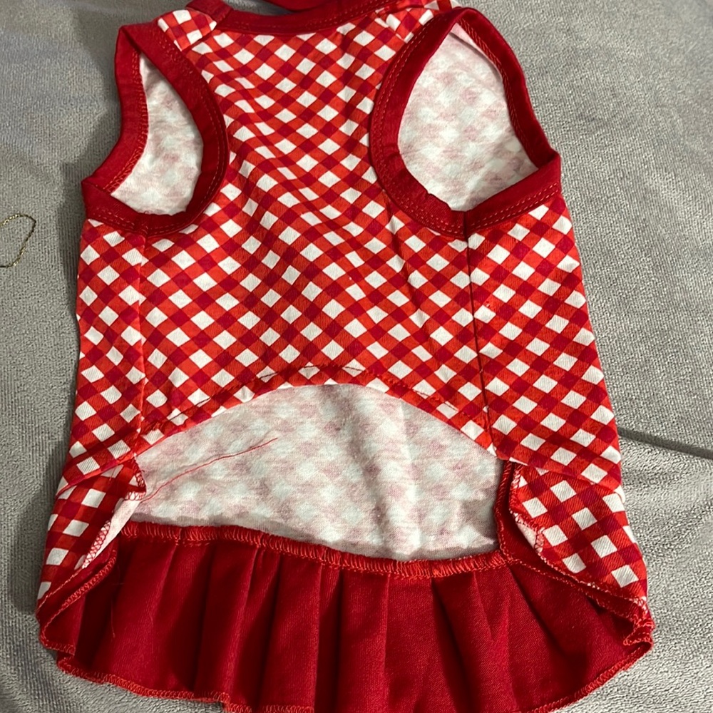 Ellen Deginires Red Checked Gingham Dog clothes Medium - Picture 4 of 6
